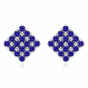 Princess Pavé Square Stud Earrings in 925 sterling silver – main view