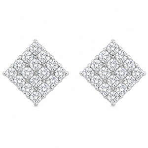 Princess Pavé Square Stud Earrings in 925 sterling silver – additional view