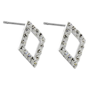 Radiant Diamond Frame Stud Earrings in 925 sterling silver – side view