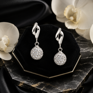 Sculpted Wave Ball Drop Earrings in 925 sterling silver – additional view