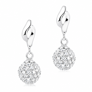 Sculpted Wave Ball Drop Earrings in 925 sterling silver – main view