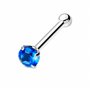 Round Crystal Nose Pin Stud in 925 sterling silver – side view
