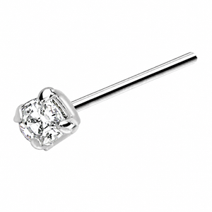Classic Solitaire Nose Pin Stud in 925 sterling silver – angle view