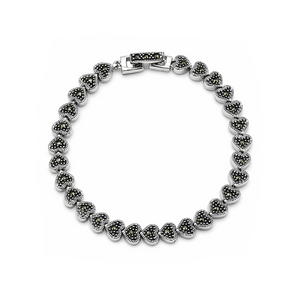Marcasite Heart Link Bracelet in 925 sterling silver – main view