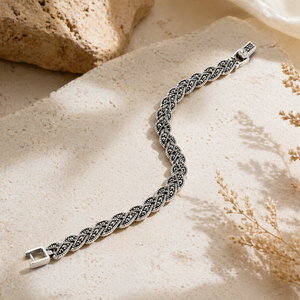 Marcasite Teardrop Link Bracelet in 925 sterling silver – angle view
