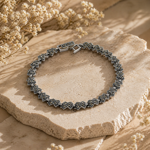 Marcasite X Link Bracelet in 925 sterling silver – side view