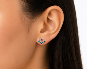 Celestial Heart Open Stud Earrings in 925 sterling silver – angle view