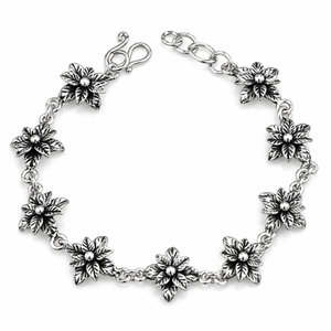 Double Flower Link Bracelet in 925 sterling silver – main view