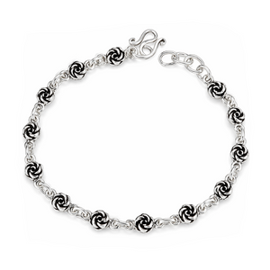 Rose Flower Link Bracelet in 925 sterling silver – main view