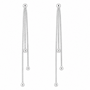 Triple Chain Ball Threader Earrings in 925 sterling silver – main view