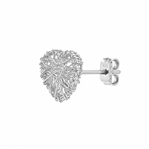 Sterling Silver Woven Heart Stud Earrings in 925 sterling silver – side view