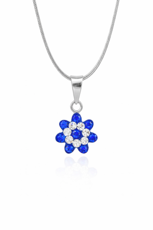 Blue & White Flower Pendant in 925 sterling silver – side view