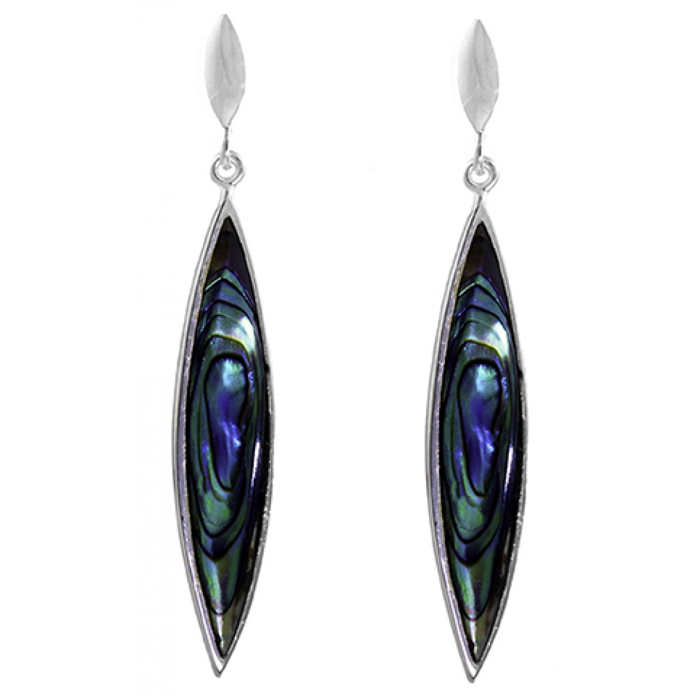 Dichroic Pointed Oval Dangle Stud Earrings