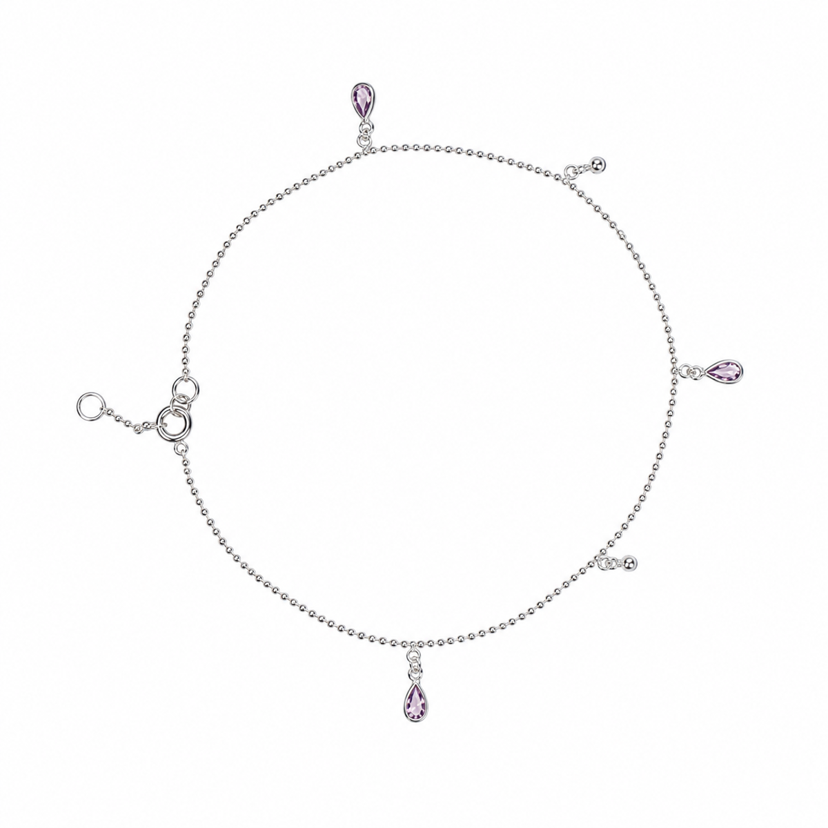 Celestial Teardrop Anklet in 925 sterling silver – side view