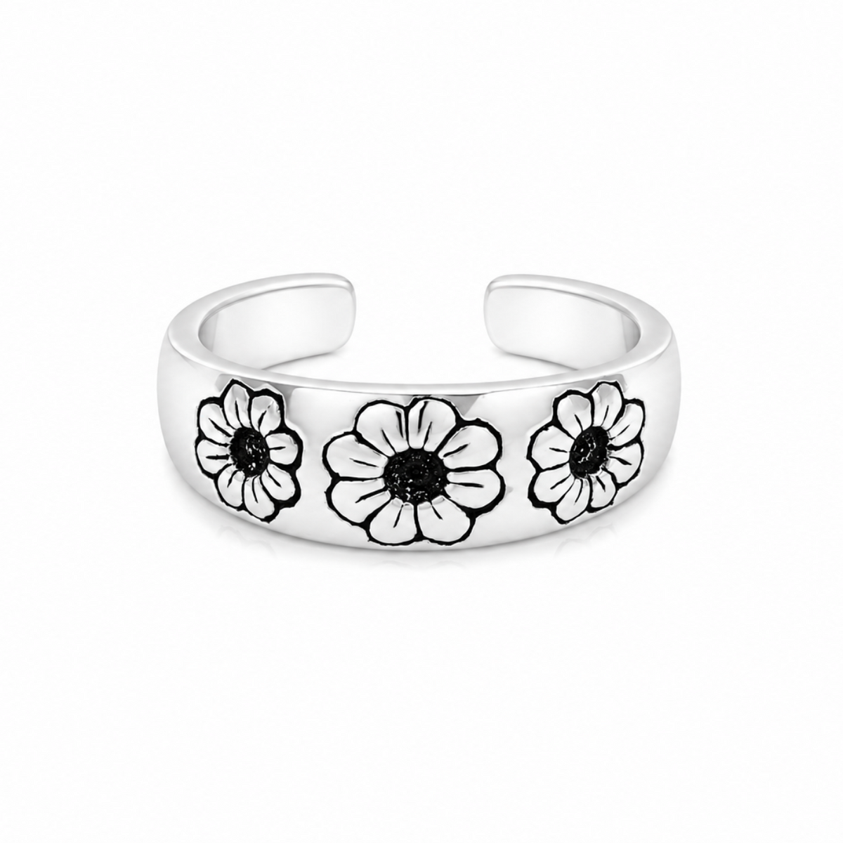 Triple Blossom Luxury Toe Ring in 925 sterling silver – main view