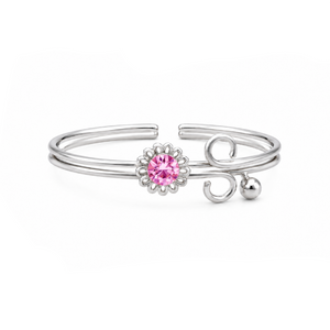 Floral Scroll Double-Band Toe Ring in 925 sterling silver – main view