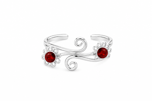 Luxury Double Blossom Swirl Toe Ring in 925 sterling silver – main view