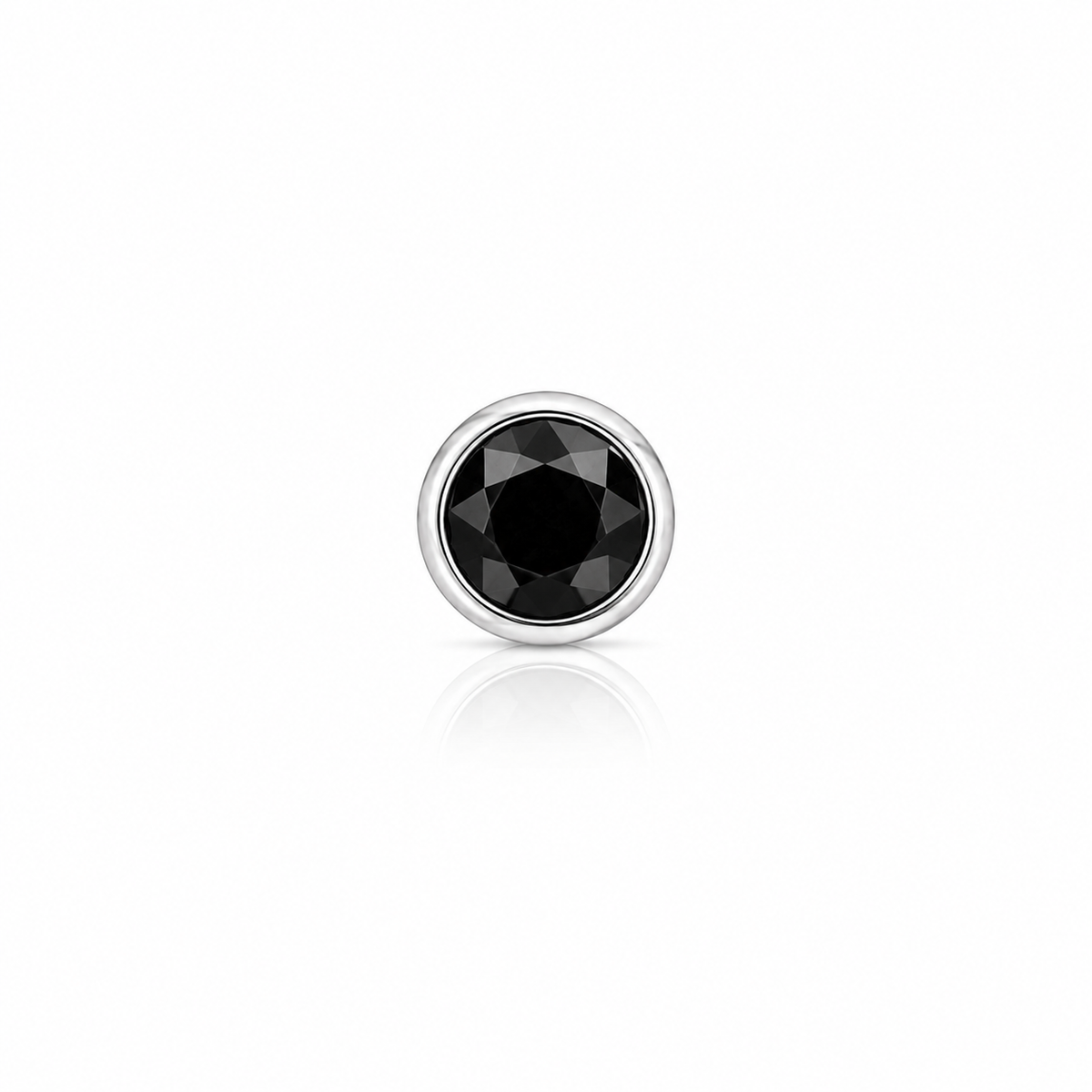 2mm Round Crystal Glue-Set Nose Stud in 925 sterling silver – side view