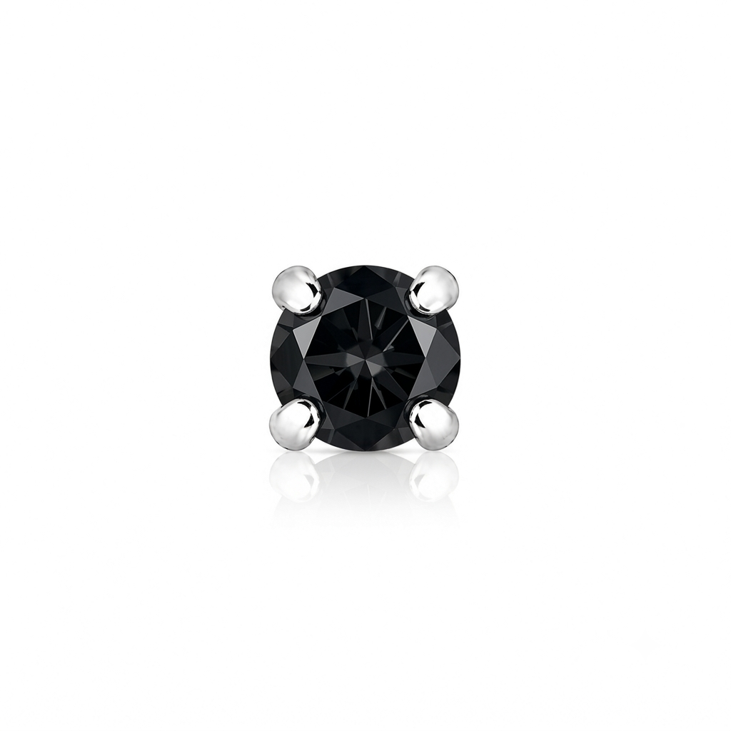 2mm Round Crystal Prong-Set Nose Stud in 925 sterling silver – side view