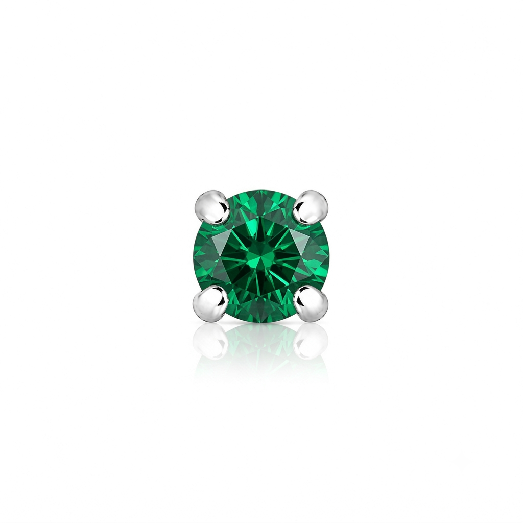 2mm Round Crystal Prong-Set Nose Stud in 925 sterling silver – model view