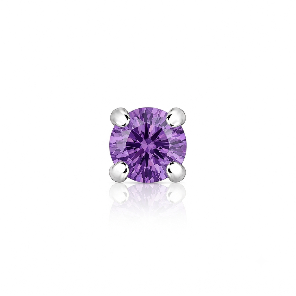2mm Round Crystal Prong-Set Nose Stud in 925 sterling silver – lifestyle view