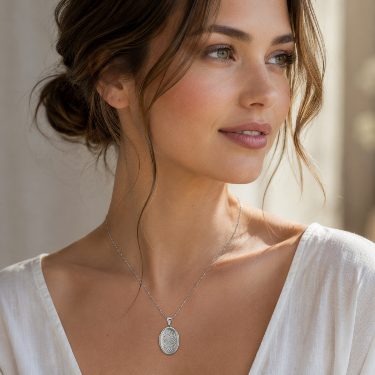 Celestial Bloom Oval Locket Pendant