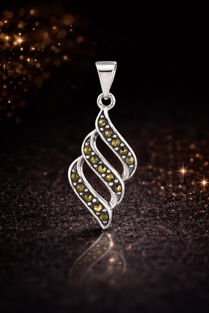 Marcasite Three-Wave Pendant in 925 sterling silver – additional view