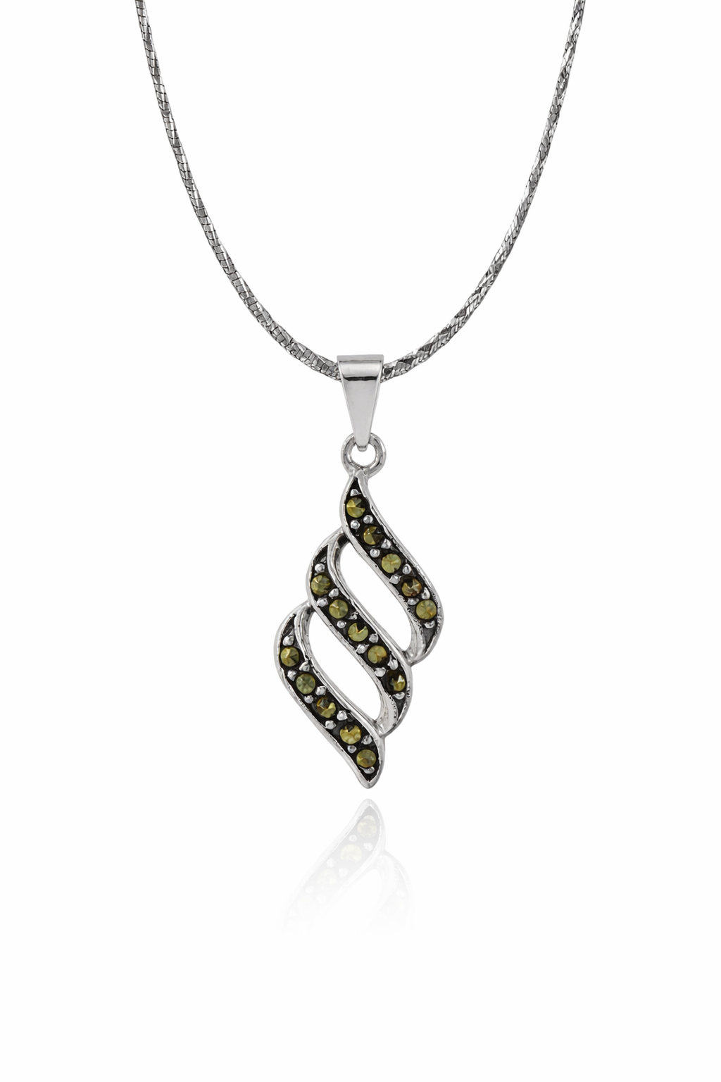 Marcasite Three-Wave Pendant in 925 sterling silver – side view