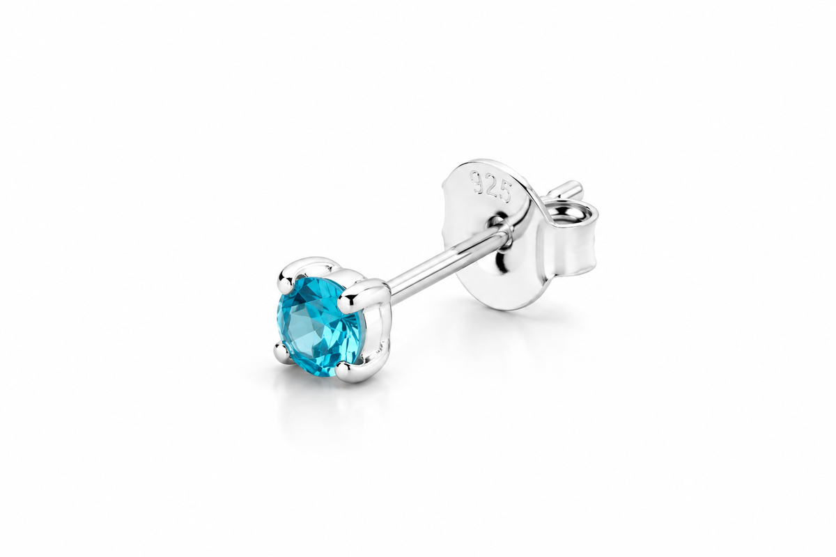 Luna Solitaire Birthstone Stud Earrings in 925 sterling silver – additional view