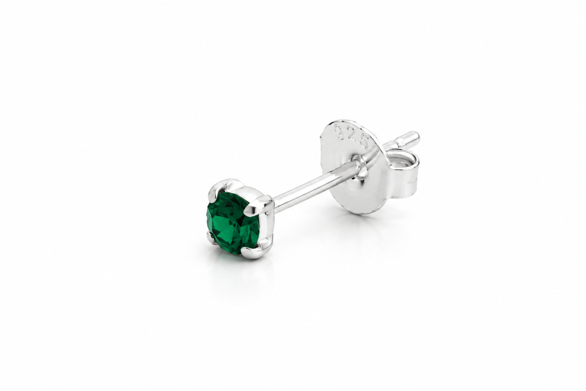 Luna Solitaire Birthstone Stud Earrings in 925 sterling silver – additional view