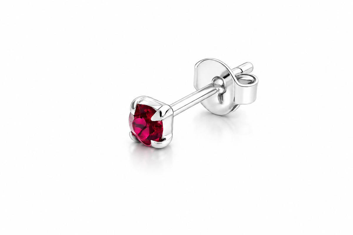 Luna Solitaire Birthstone Stud Earrings in 925 sterling silver – angle view