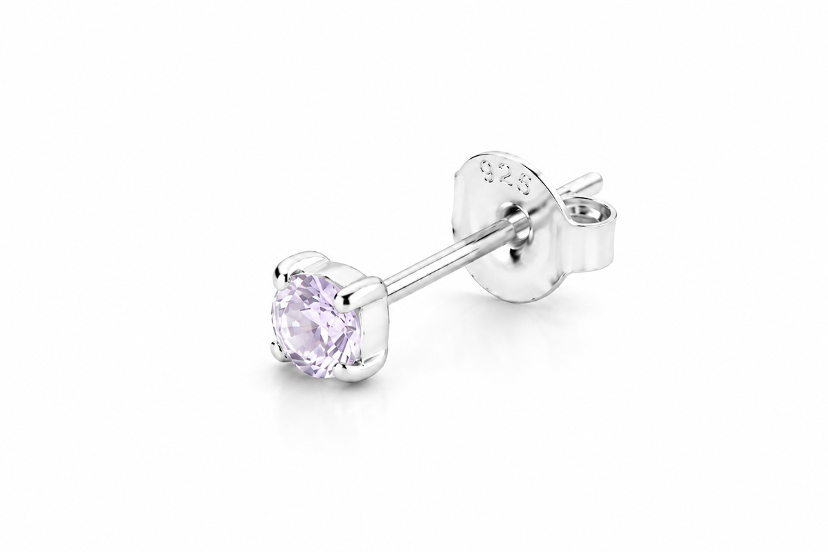Luna Solitaire Birthstone Stud Earrings in 925 sterling silver – additional view