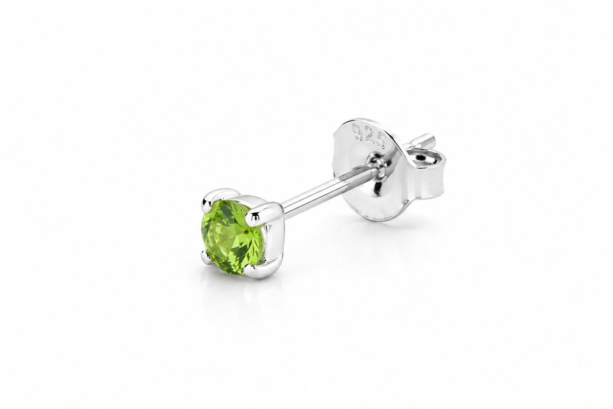 Luna Solitaire Birthstone Stud Earrings in 925 sterling silver – additional view