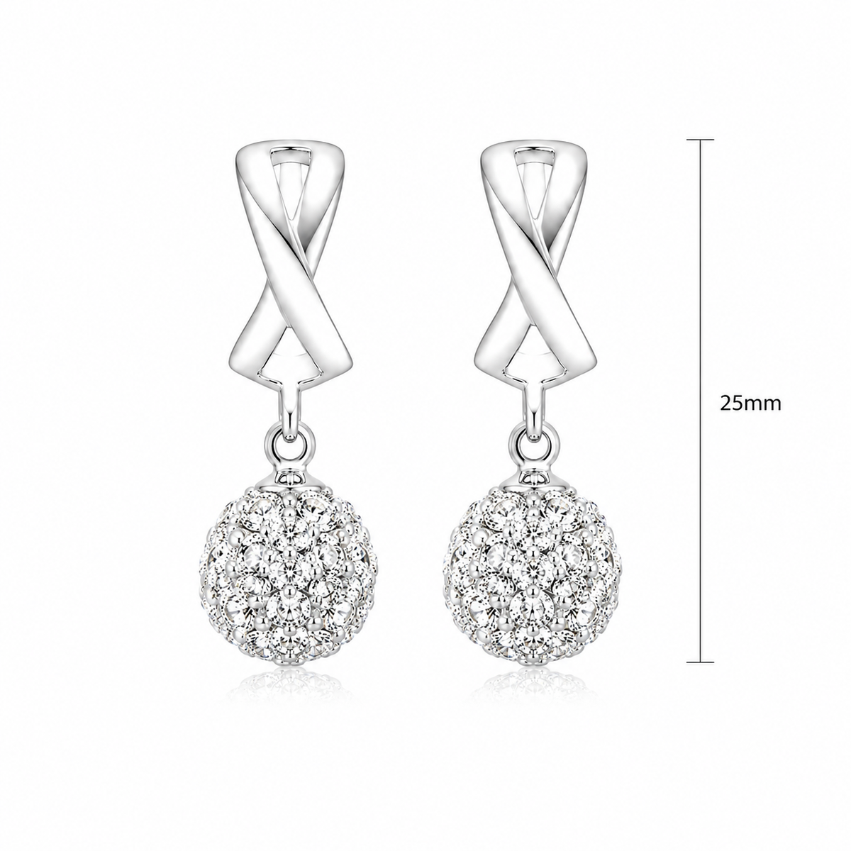 Infinity Twist 8mm Ball Drop Earrings in 925 sterling silver – additional view