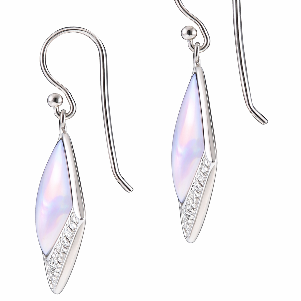 Black Onyx Textured Square Drop Earrings in 925 sterling silver – additional view