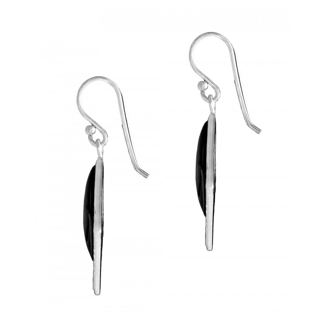 Black Onyx Textured Square Drop Earrings in 925 sterling silver – side view
