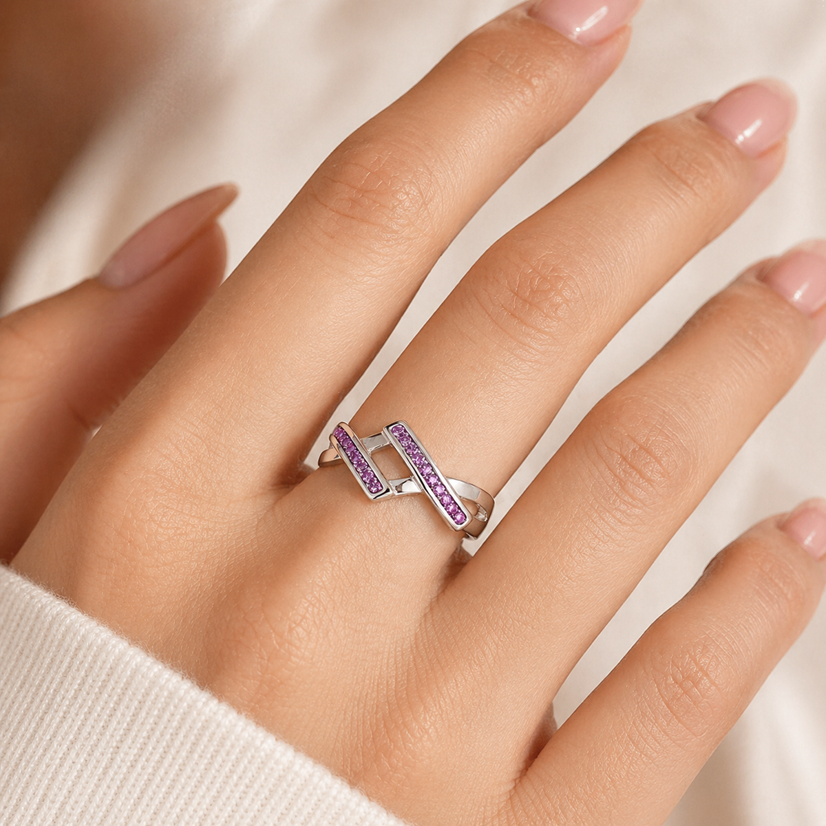 Sterling Silver Double V Ring