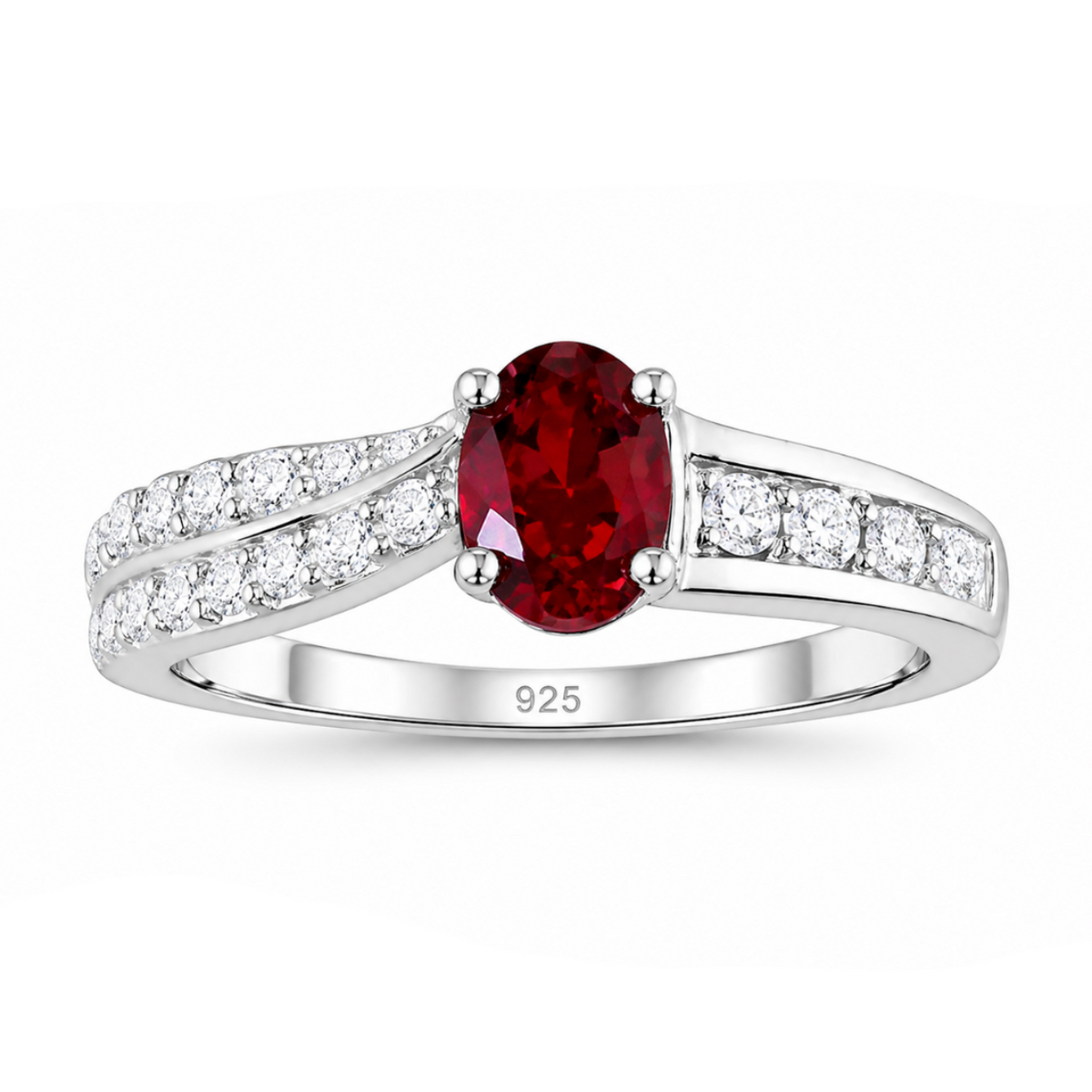 Aurora Ruby-Inspired Oval Crystal Ring