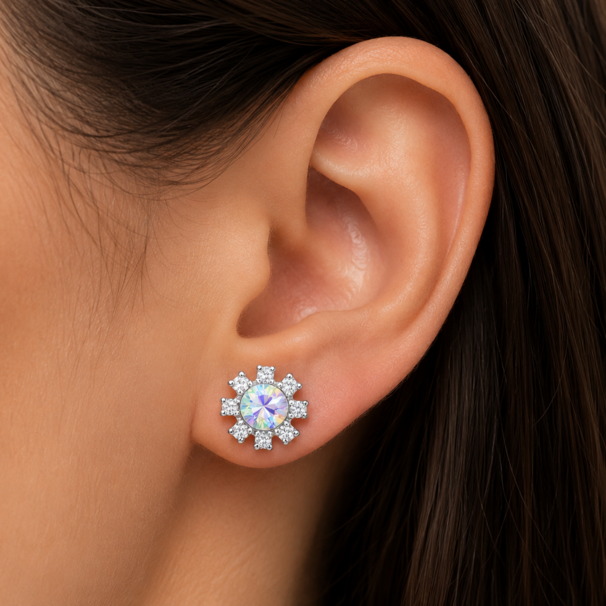 Aurora Snowflake Stud Earrings