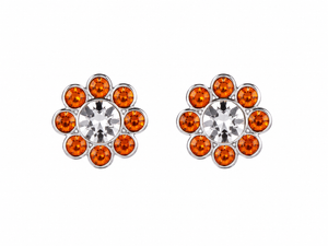 Bloom Halo Flower Stud Earrings in 925 sterling silver – side view