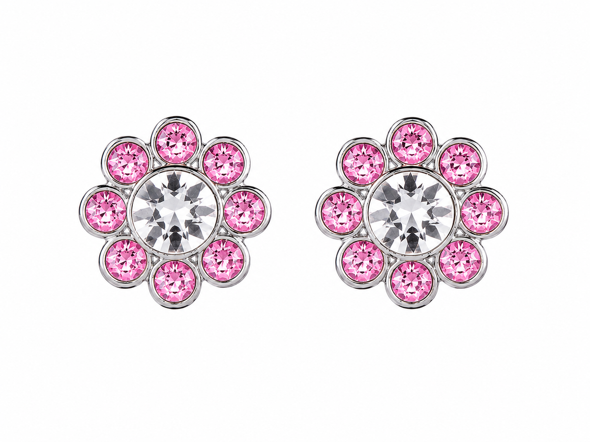 Bloom Halo Flower Stud Earrings in 925 sterling silver – additional view