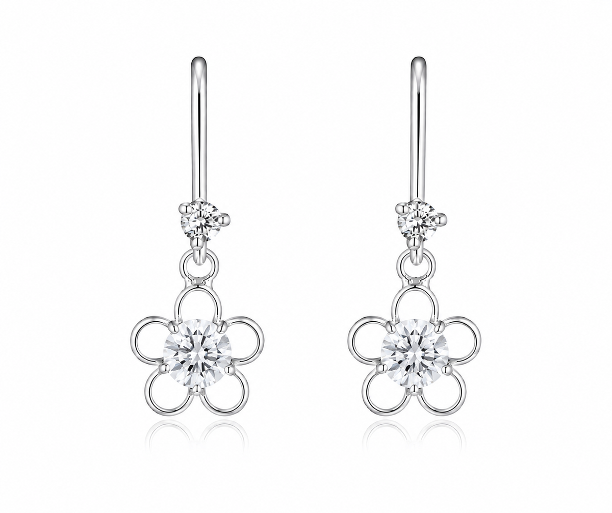 Blossom Spark Flower Drop Earrings in 925 sterling silver – additional view