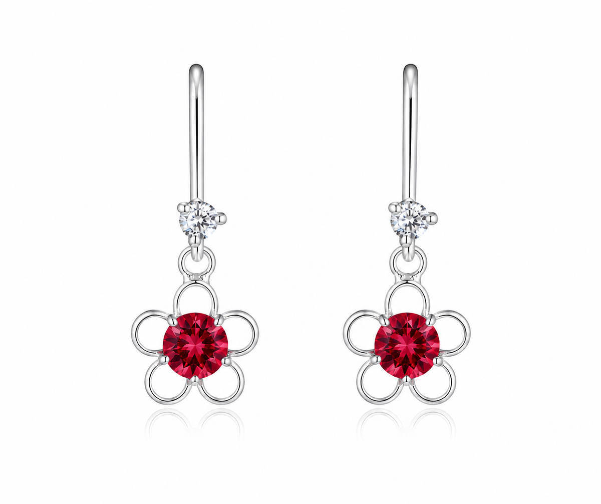 Blossom Spark Flower Drop Earrings in 925 sterling silver – side view