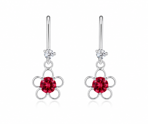 Blossom Spark Flower Drop Earrings in 925 sterling silver – side view