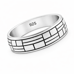 Brick Pattern Band Ring in 925 sterling silver – side view