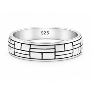 Brick Pattern Band Ring in 925 sterling silver – main view