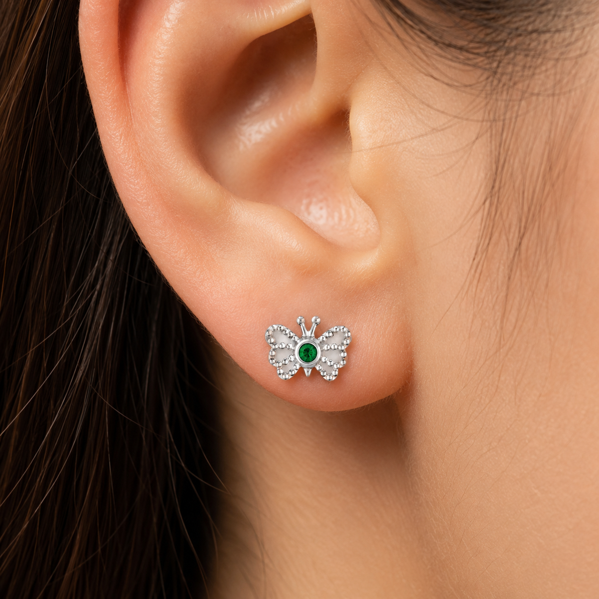 Butterfly Bloom Birthstone Stud Earrings