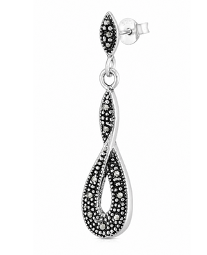 Celeste Marcasite Twist Drop Earrings in 925 sterling silver – side view