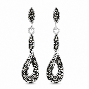 Celeste Marcasite Twist Drop Earrings in 925 sterling silver – main view