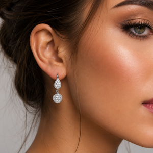 Celeste Pavé Teardrop Earrings in 925 sterling silver – angle view
